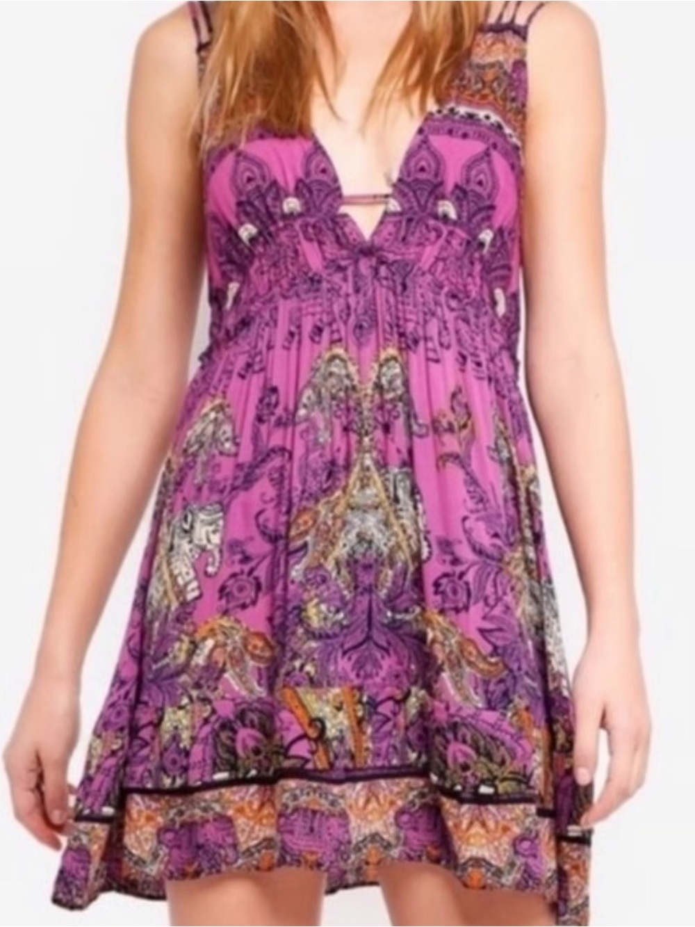 Free People Me To You Printed Boho Mini Dress